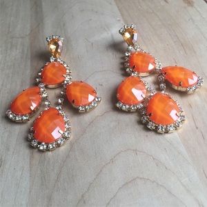 🍊Oversize Tangerine Rhinestone Glam Earrings